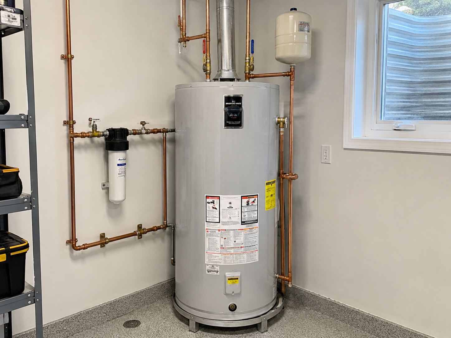 Placeholder example of a completed residential water heater installation